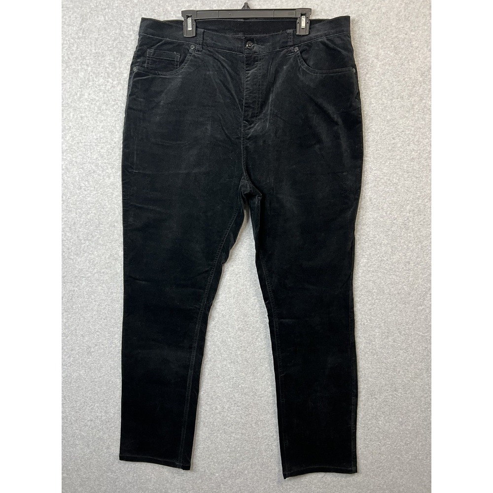 DG2 Diane Gilman Women 18WT Black Corduroy Pants Straight Leg Stretch 31.5" 36,2